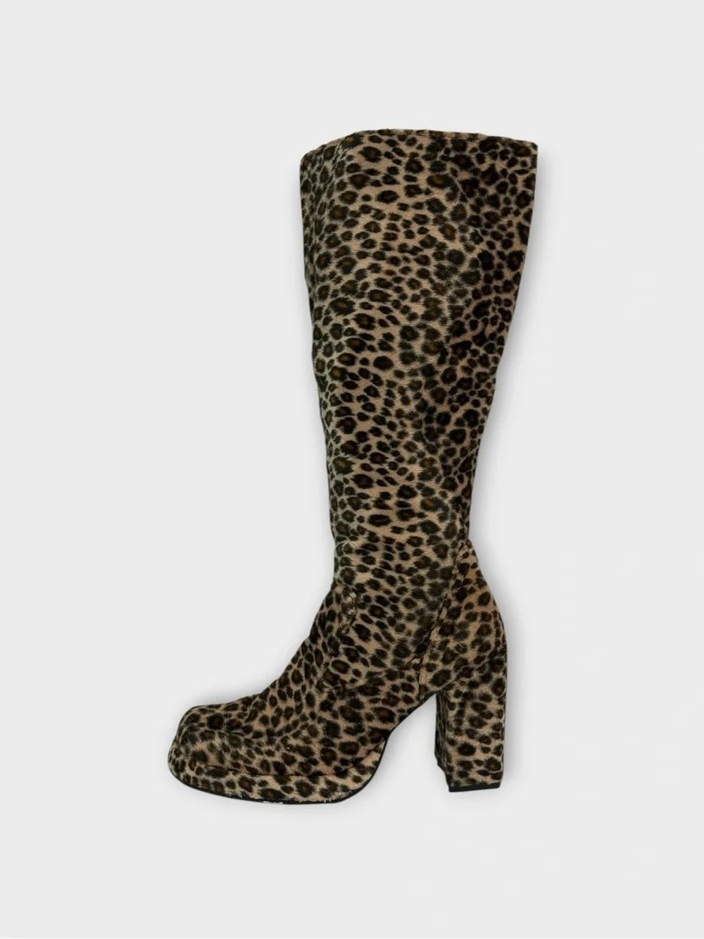 Via Ravia Leopard Print Platform Knee-High Boots
